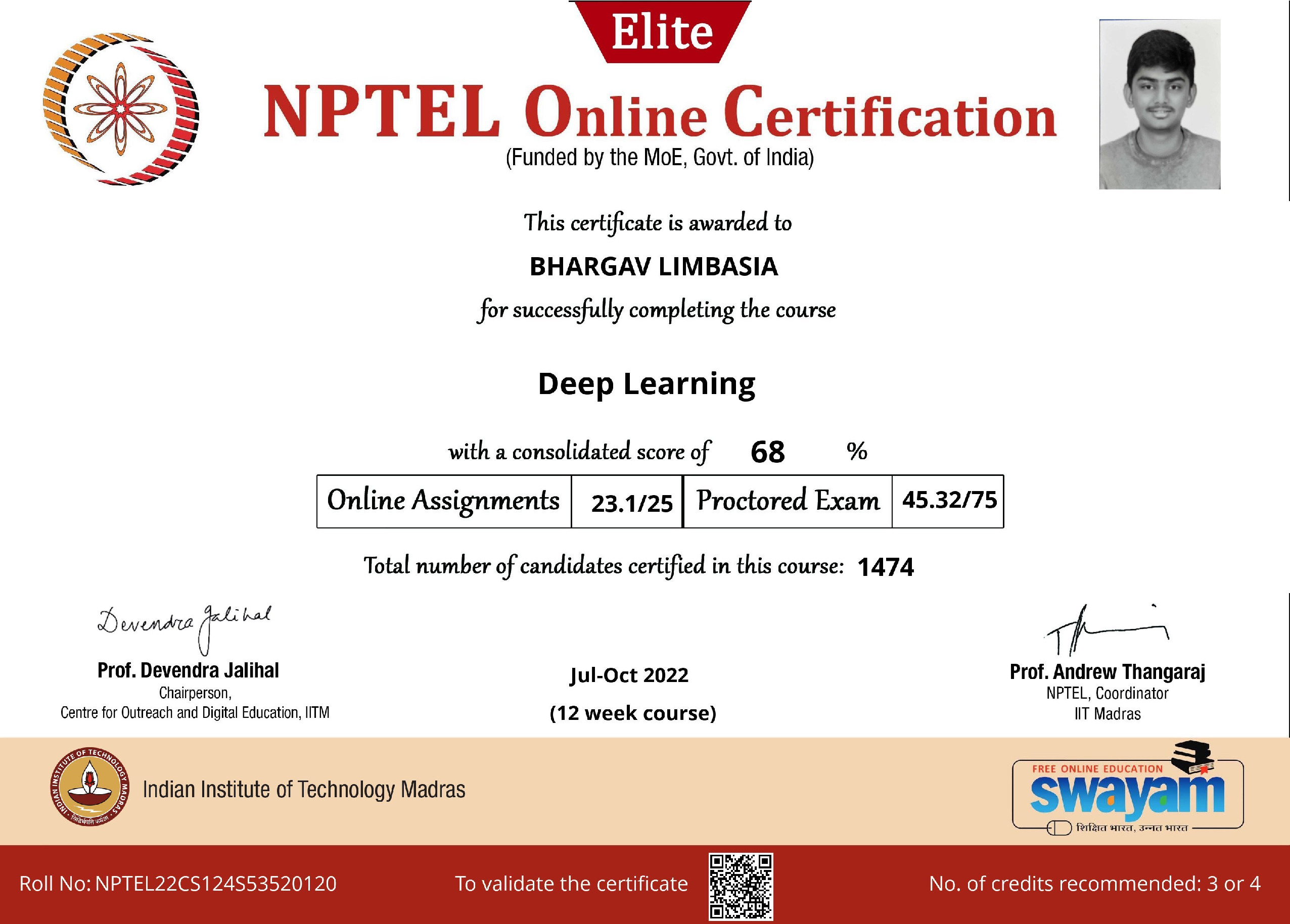 NPTEL Deep Learning Certificate